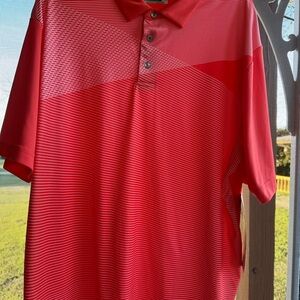 Men's Red Striped Polo Shirt